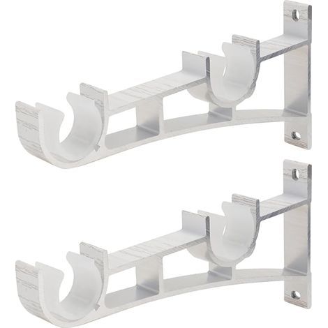 2pcs Tringle à Rideau Supports en Alliage d'aluminium Double Support Porte-Tringle à Rideaux (Blanc) (1/4)