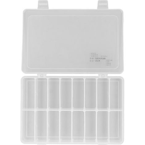Transparente Aufbewahrungsbox aus Polypropylen, 16 Fächer für Schmuck und Münzen, Organizerbox mit 16 Fächern. (1/5)