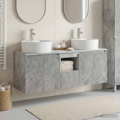 vidaXL Bathroom Cabinet Set 3 pcs Concrete Grey 49.5 x 44.5 x 65 cm (1/5)