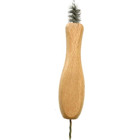 Nettapiede con manico in legno completo di spazzolino in filo metallico e punteruolo