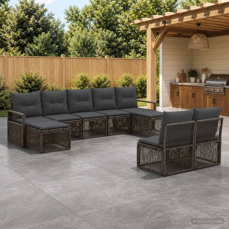 Set Divano da Giardino 9 pcs Grigio polyrattan vidaXL (1/5)