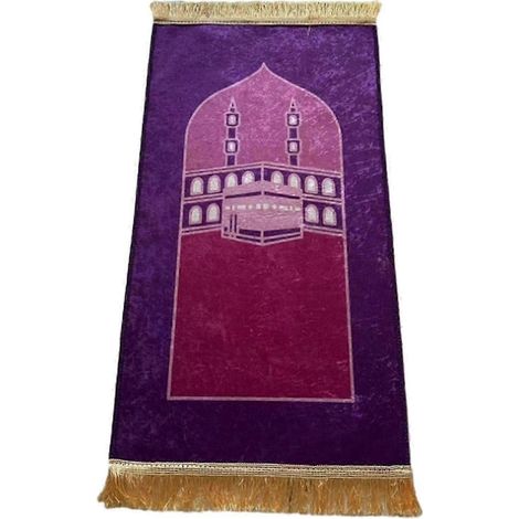 Gebetsteppich, weich und dick, 50 cm x 90 cm, mit Quasten, zum Beten, Knien und für Reisen.-Violet (1/5)