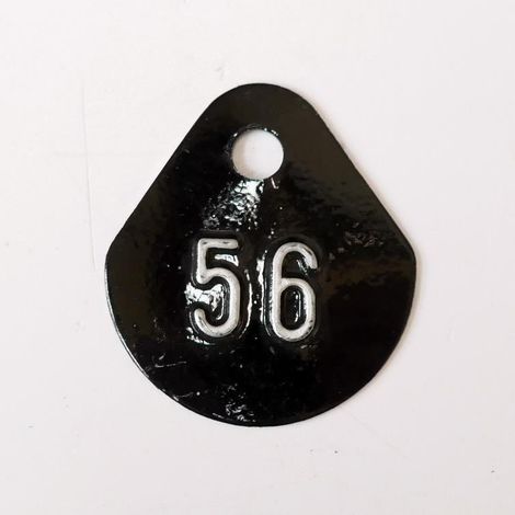 Chiffre goutte d'eau fond noir (à l'unité) estampé "56" en relief blanc hauteur d'écriture 11mm DERANCOURT