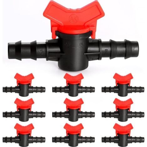 10 Stück 16 mm Bewässerungsschaltventil, Bewässerungsrohrventilschalter, Gartenhahn aus PE-Kunststoff, Doppelter männlicher Widerhakenhahn, für die Gartenrasenbewässerung (1/4)