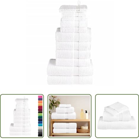 vidaXL Weiß - 12 tlg. Premium-Handtuch-Set SOLUND Weiß 600 g/m² (1/5)