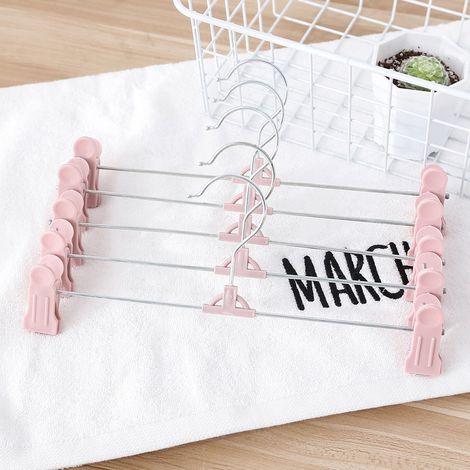 Lot de 10 pinces à pantalons antidérapantes en plastique, sans couture, pour pantalons, jupes, cintres pour vêtements (1/5)