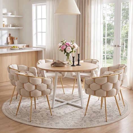 Fauteuil d'appoint moderne et élégant, chaise de coiffeuse à piètement métallique pour chambre, salon, salle à manger (1/5)