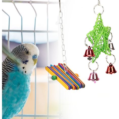 Lot de 5 mangeoires suspendues pour oiseaux, comprenant un bol et des blocs colorés pour mâcher les perroquets. Accessoire pour cage. (1/5)