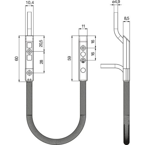 KFV Kabelübergang verdeckt 180°,Türseite 4m/Rahmenseite 8m Kabel,Steckverbindung (1/2)