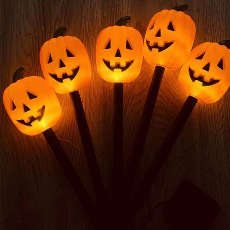 Lampes à piquer solaires citrouille ovale Halloween, IP65, décoration lumineuse extérieure pour jardin et terrasse (1/3)