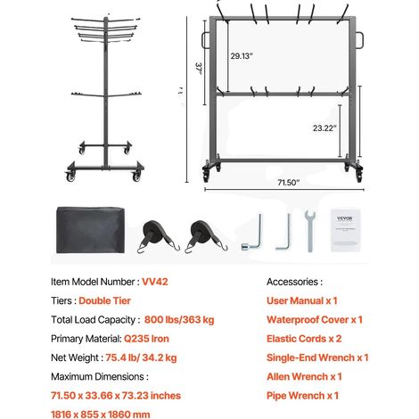 Support de chaises, capacité de 800 lbs, roues verrouillables, 800LBS (1/2)