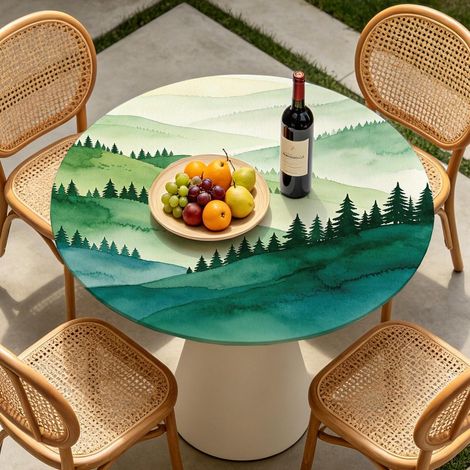 Nappe Ronde avec Élastique Ø112cm - Berglandschaft - Lavable & Résistante aux Intempéries