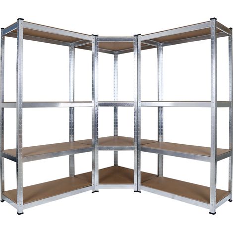 Wiltec – Rayonnage d‘atelier charge lourde 160 cm – Étagères en MDF galvanisé – Capacité 175 kg par étage – Éléments d’angle 70 x 70 cm