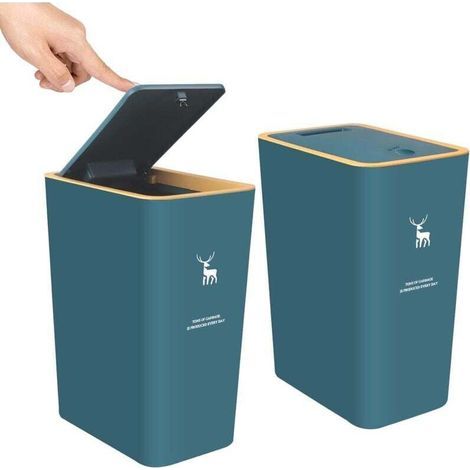 Bins with lids, set of 2, 15 liters (4 gallons) Clip-on lid bins, small dog-proof bins, plastic bins, bathroom (green) (1/5)