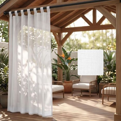 Rideaux d'Extérieur, Imperméable Rideau Voilage, H213 x L132 cm Fermeture Velcro, Rideau Occultant Thermique pour Pergola, Gazebo, Terrasse, Pavillon (1/5)