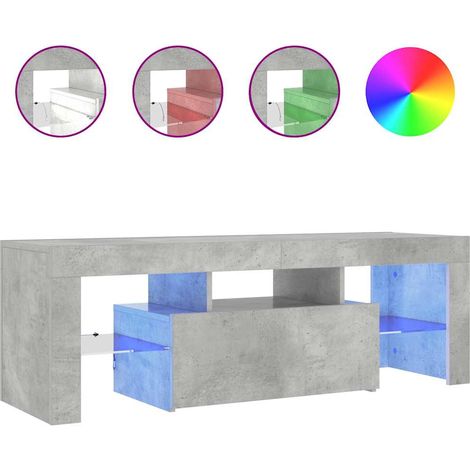 Mueble de TV con luces LED gris hormigón 120x35x40 cm vidaXL