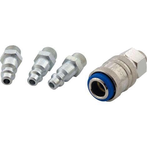 - Schnellkupplungsset - Einsätze - Universalkupplung - 6,35 mm Pneumatikanschluss - Für Kompressoren und Werkzeuge - Metall - 1/4 Zoll