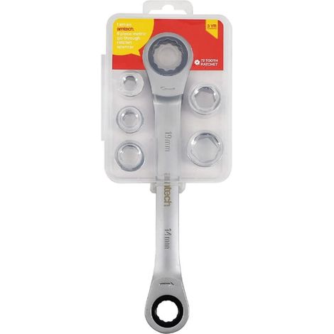 6 Piece metric go-through 72T CRV ratchet spanner set - I1045 (1/3)