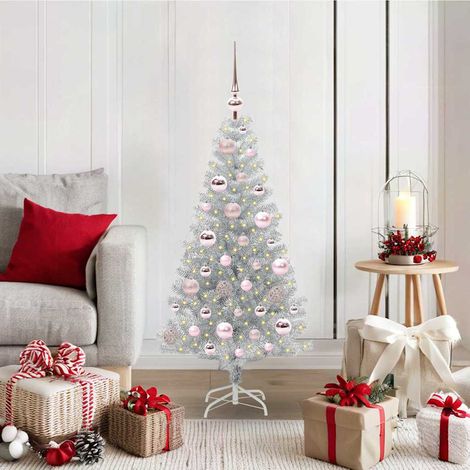 Weihnachtsbaum mit 150 LEDs mit Ständer Silber 120 cm PET