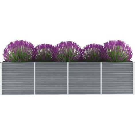 Vidaxl – Lit surélevé de jardin en acier galvanisé 320x80x77 cm – Résistant aux intempéries – Grand espace pour plantes et légumes – Couleur gris