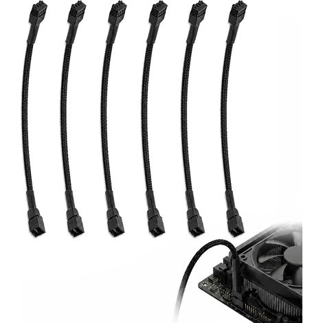 Lot de 6 Câble d'Extension de Ventilateur PWM 4 Broches 30cm, Rallonge Tressée pour PC Optimisation du Refroidissement et Gestion des Câbles Compatible 3 Broches pour Radiateurs Large Chassis (1/5)