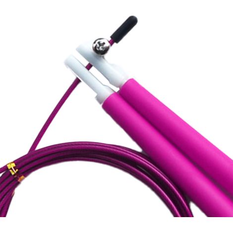 Corde à sauter pour enfants et adultes, hommes et femmes, en fil d'acier, vitesse réglable, idéale pour l'entraînement et le fitness (rose). (1/5)