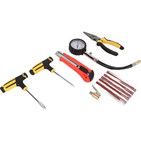Kit de réparation pneu vélo 8 pièces - Outils professionnels rapides pour pneus de bicyclette, moto et voiture (1/5)