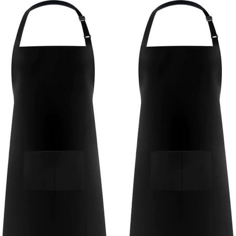 Grembiule da cucina - 2 pezzi - Idrorepellente e antimacchia - Unisex - Con 2 tasche - Fibbia regolabile - Grembiule per il settore della ristorazione - Facilmente regolabile - Per cucina, ristorante, (1/5)
