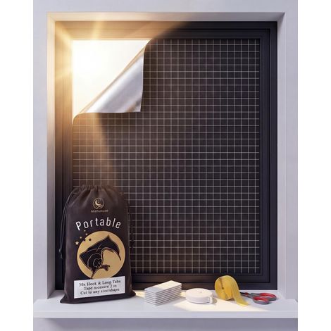Film occultant fenêtre sans perçage, découpable, Grille Noire, 300 x 145 cm (1/5)