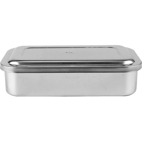 Instrumententablett mit Deckel, chirurgisches Tablett, Behälter, Edelstahltablett, 8 Zoll-21X12CM-Silver (1/2)