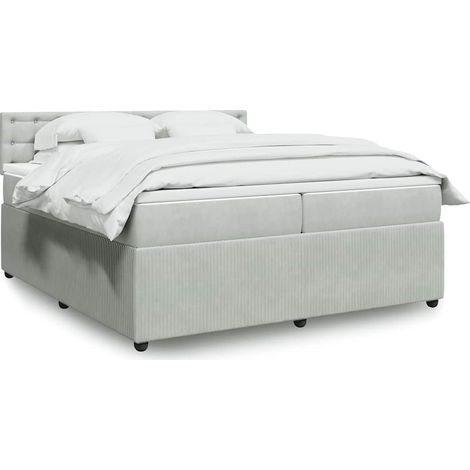 Boxspringbett mit Matratze Hellgrau 200x200 cm Samt