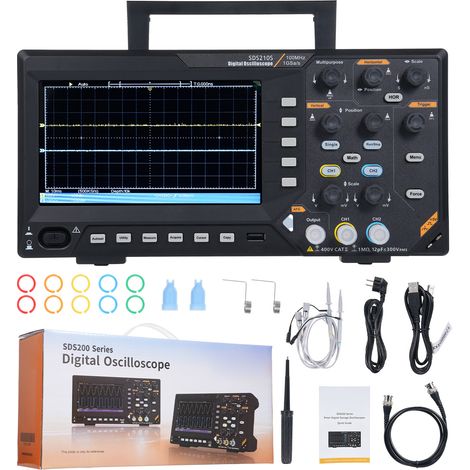 Oscilloscope numérique 100-200 MHz bande passante 2 canaux 25 MHz forme d'onde arbitraire 1GS/s FFT + générateur de Signal 14 bits (1/5)