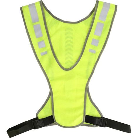 Chaleco reflectante de alta visibilidad Allecto Plus para correr y andar en bicicleta - Amarillo fluorescente con bolsillos ajustables
