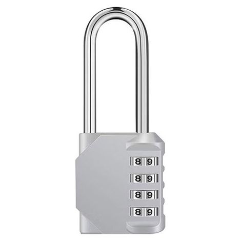 Cadenas à combinaison - Crochet long - Alliage de zinc - Antivol de bagage - Combinaison cryptée - 4,3 x 2 x 10,6 cm - Argent (1/5)