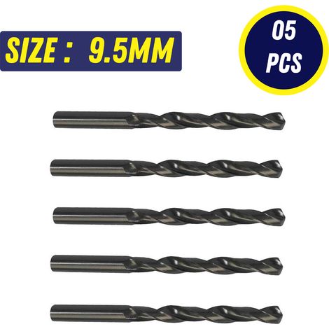 Dapetz ® 5Pk Metric HSS-R Jobber Bits 9.5mm Hand Tool Drills HSS-R roll Forged 4341 high Speed Steel Manufactured to DIN338 with 118° Point (1/5)