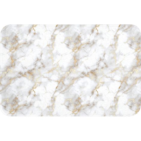TAPPETINO DA BAGNO Venature dorate - Marmo - Bianco 60x40 cm