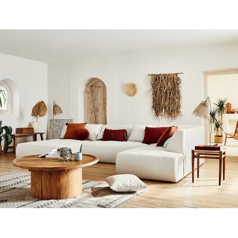 Lisa Design – Canapé modulable panoramique d'angle droit 7 places – Revêtement tissu 100% polyester – Structure bois et panneaux de particules – Dimensions L334xH75xP198 cm (1/5)