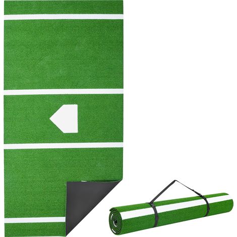 VEVOR Tappetino da Baseball, 366x183 cm, Tappetini in Erba Sintetica per Box di Battuta, Attrezzatura per Allenamento di Battuta Softball con Base di Casa ed Erba Sintetica Anti-Scolorimento, Verde
