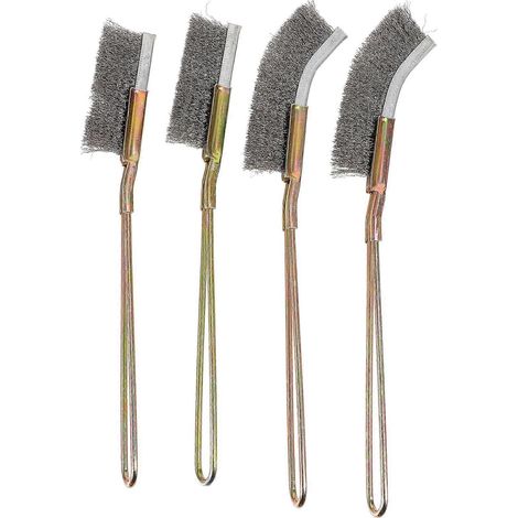 Ensemble de 4 brosses de polissage antirouille en acier inoxydable : brosse métallique, brosse ménagère et brosse industrielle. (1/5)