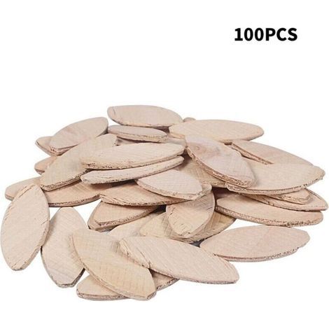 Lamelles d'assemblage, paquet de 100 pièces, Chevilles plates en bois de hêtre de haute qualité pour les menuisiers et les projets de bricolage,pour fraiseuse bois/fraiseuse lamelle（53 x 19 x 4 mm） (1/4)
