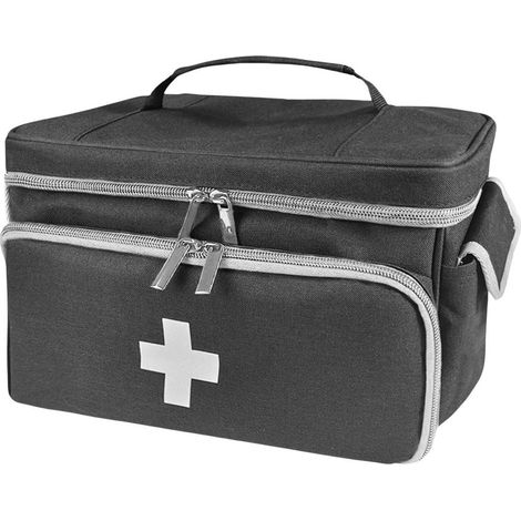 Sacoche de premiers secours portable, grande capacité, plusieurs compartiments, Noir