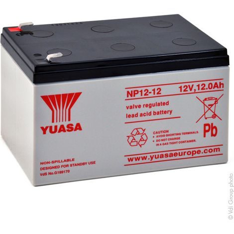 Yuasa – Batterie plomb AGM 12V 12Ah – Étanche pour systèmes d'alarme et éclairage de secours – Dimensions 151x98x97.5mm – Poids 4.05kg - NP12-12