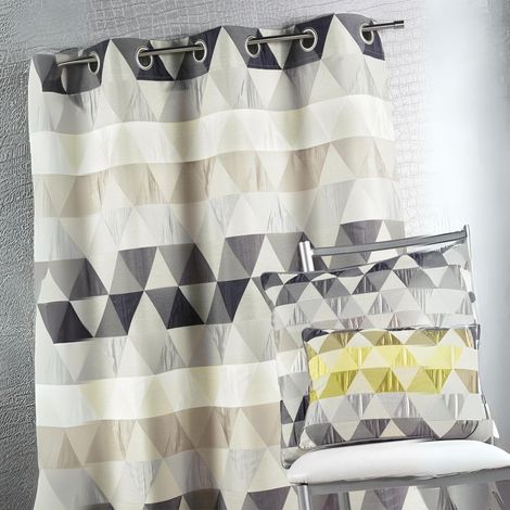Rideau jacquard motif triangles Gris clair 140x260 cm (1/2)
