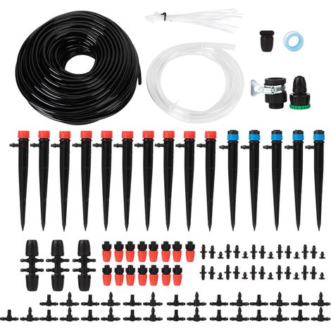 Sistema di irrigazione da giardino – tubo di distribuzione – kit di irrigazione a goccia da 40 m – tubo flessibile 4/7 – risparmio idrico fai da te