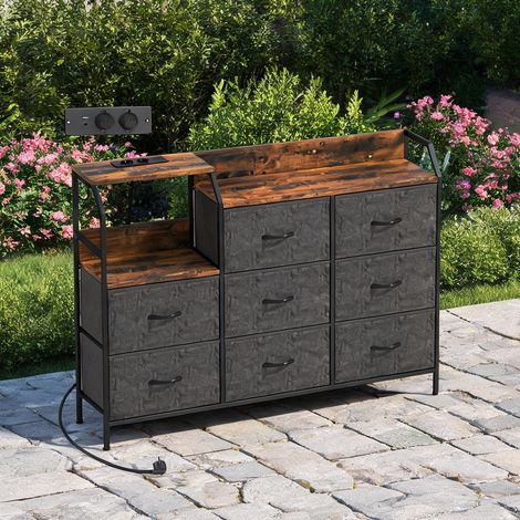 Commode en tissu avec rangements charge intégrée bois et métal (1/5)