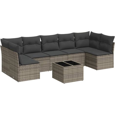 Maison Exclusive - Set de sofás de jardín 8 pzas y cojines ratán (1/3)