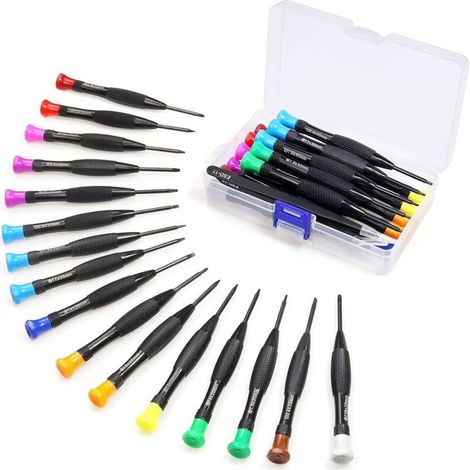 Jeu de 18 tournevis Torx mini magnétique – T2 à T10 – Acier allié chrome-vanadium – Poignée antidérapante pour précision (1/4)
