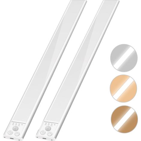 Lot de 2 lampes magnétiques sous-comptoir, 3 températures de couleur et intensité réglable, détecteur de mouvement, rechargeable, 40 cm (1/5)