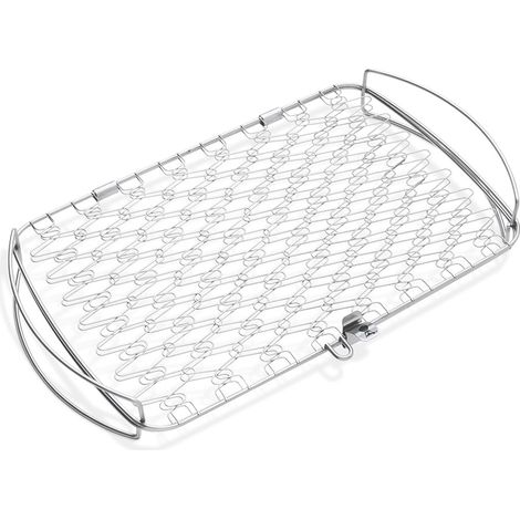 Grille double à poisson 40 x 25 cm – Compatible barbecue Weber 57 cm – Poignées pour manipulation facile – Grille extensible pour poissons