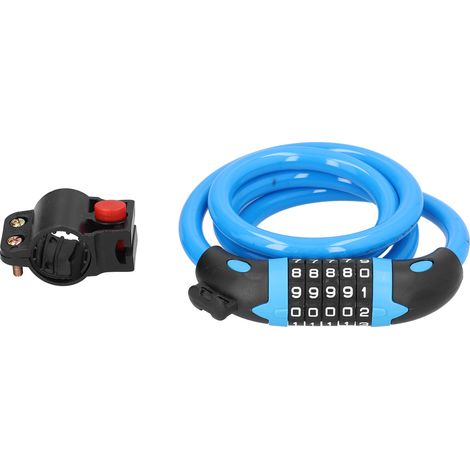 Cadenas à code 5 chiffres pour vélo, antivol anneau de sécurité bleu (1/5)